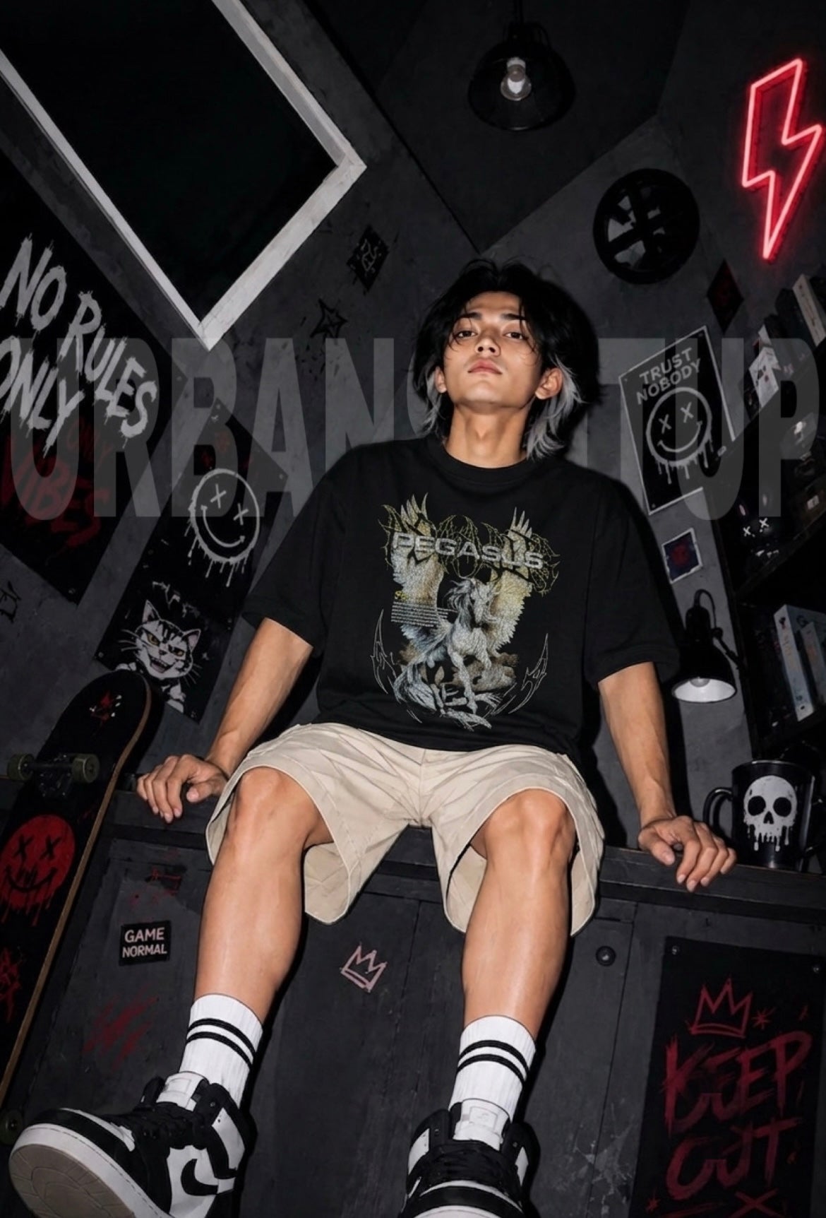 Pegasus Black oversized Tshirt
